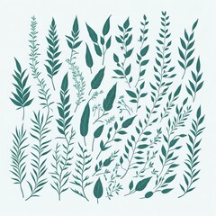 Herbs Illustration Pattern. Generative AI