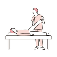 リハビリを受ける男性と理学療法士