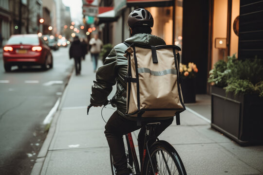 Food Delivery Cyclist - Transporting Food - AI Generated