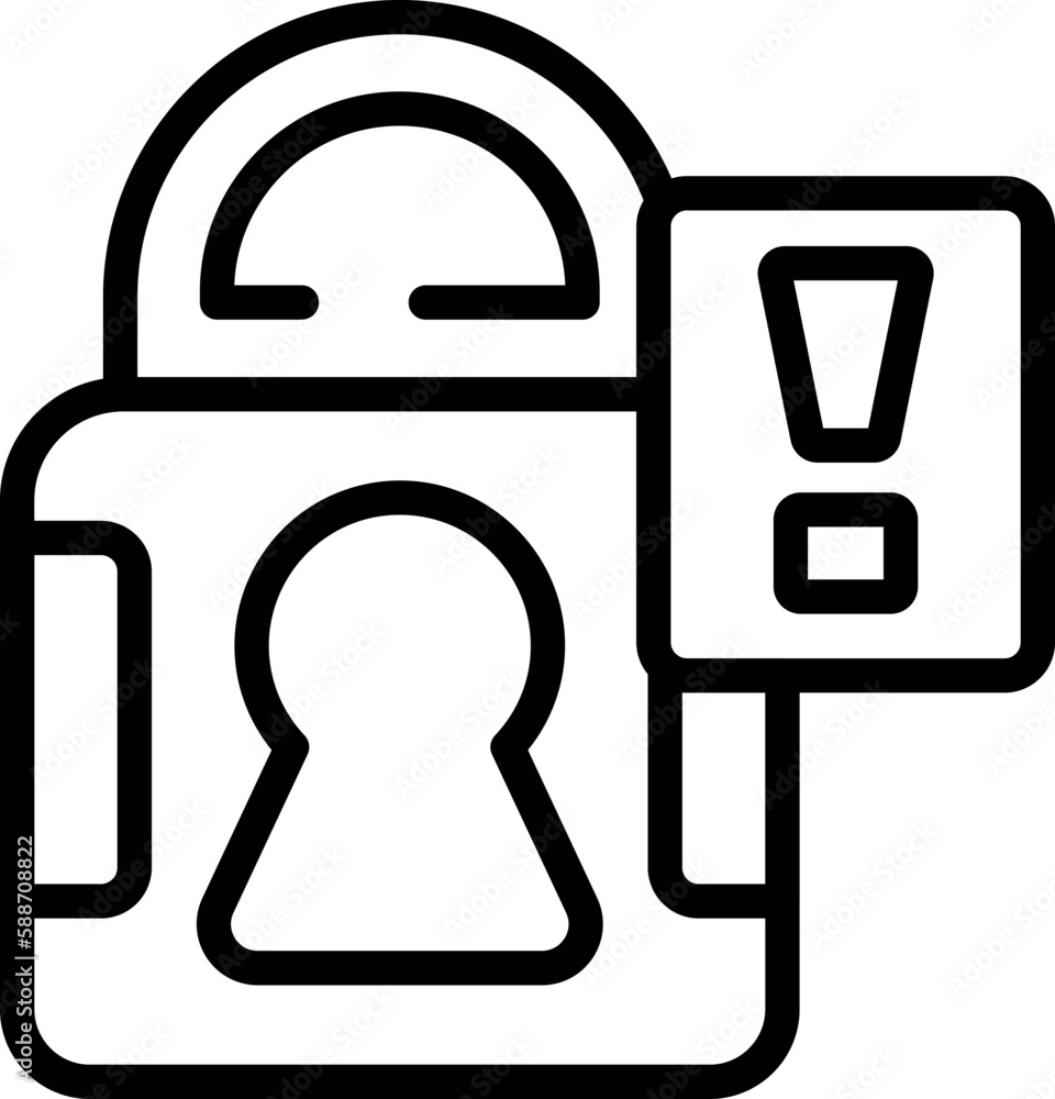 Poster padlock computer icon outline vector. fake account. user email