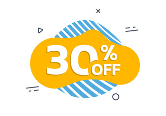 Sale badge, sticker or label. 30 percent price off liquid shape design. Discount, promotion abstract banner template. Vector illustration. 