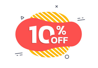 Sale badge, sticker or label. 10 percent price off liquid shape design. Discount, promotion abstract banner template. Vector illustration. 