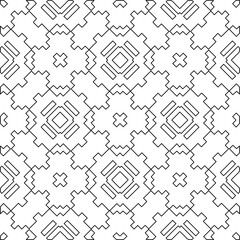 Stylish texture with figures from lines.Abstract geometric black and white pattern for web page, textures, card, poster, fabric, textile. Monochrome graphic repeating design. 