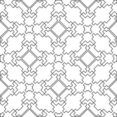 Stylish texture with figures from lines.Abstract geometric black and white pattern for web page, textures, card, poster, fabric, textile. Monochrome graphic repeating design. 