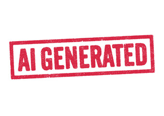 Vector illustration of the word AI Generated in red ink stamp