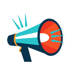 Vector draw megaphone symbol,loudspeaker, horn speaker. Attention, offer, sale, promotion or alert announcementsymbol. Marketing banner. Graphic design drawn