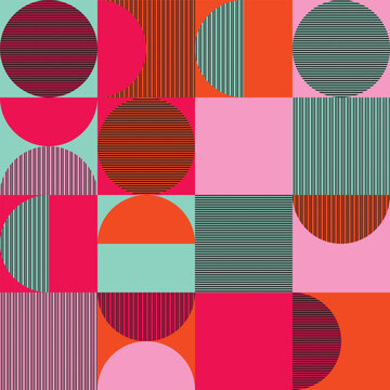 Fototapeta  Abstract grid geometric shapes repeat background.
