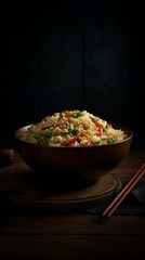 a full bowl of Fried Rice. AI Generative