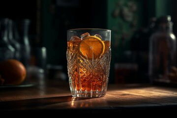 a glass of lemon ice tea. AI generative