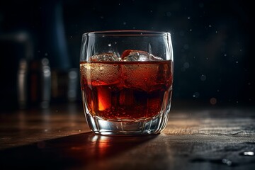glass of cola with ice. AI generative