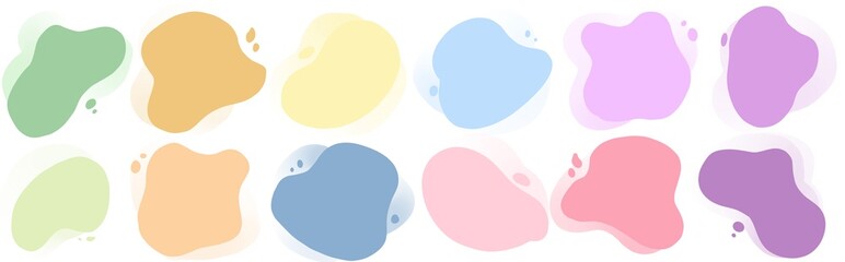 Set of colourful liquid splash shape backgrounds for WEB and APP design. Rounded, digital water shapes. Landing page design items. 