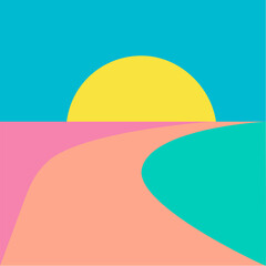 Sun and road illustration, background, 