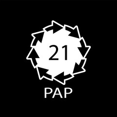 Paper recycling symbol PAP 21 other mixed paper. Vector illustration