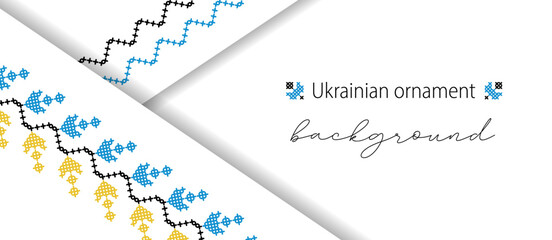Ukrainian minimalistic vector background, banner, poster with paper layers and shadows
