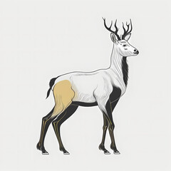 deer silhouette isolated on white. Generative AI