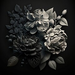 Monochromatic Image of Black Roses