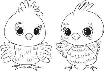 chickens childrens coloring book, vector on white background