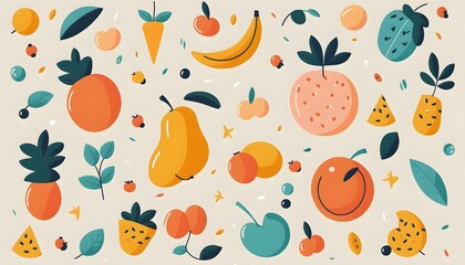 minimalist fruit pattern on plain background