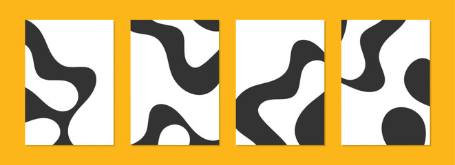 Set Cover Book Template Black Line Wave Background Design. Vector illustration 