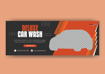 Car wash facebook cover banner template car washing service web banner template