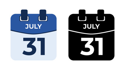 July 31 flat daily spiral calendar icon date vector image in matching color scheme. Suitable and perfect for design material, such as event or reminder. The best editable graphic resources.