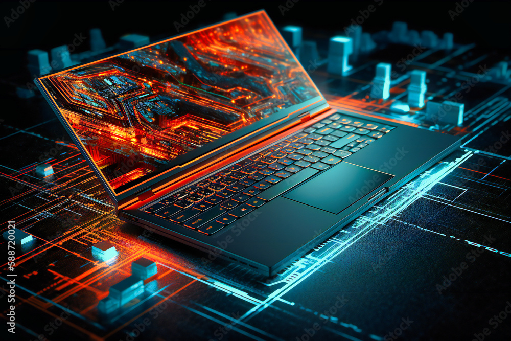 Aufkleber unlock the potential of data analysis with a laptop exhibiting intricate visualizations and insights