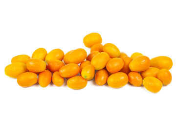 Cumquat or fortunella. Tasty juicy fruit .Isolated on a white background