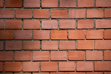 Terracotta red brick background texture. Wall pattern