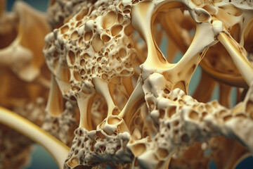 Magnified View of Bone Structure Under the Microscope - obrazy, fototapety, plakaty
