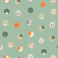 Funny cat face, abstract personage, mascot design, funny face, cute icon.