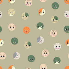 Obraz premium Funny cat face, abstract personage, mascot design, funny face, cute icon.