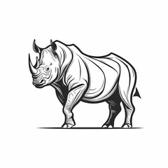Fototapeta na wymiar Rhino Isolated White Background. Generative AI