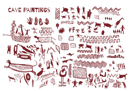 Vector cave paintings from Colombia's national park Chiribiquete in the Amazon