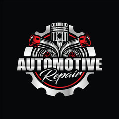 automotive, auto repair, car logo, garage logo, turboengine logo, car logo, turbo with piston premium logo design