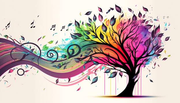 Nature's vibrant rhythm in motion. Colourful celebration of life and the changing seasons. Created with Generative AI.