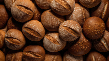 close up of bread from bakery created with Generative AI technology