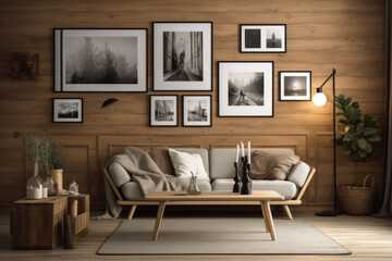 Empty Frame on Rustic Living Room