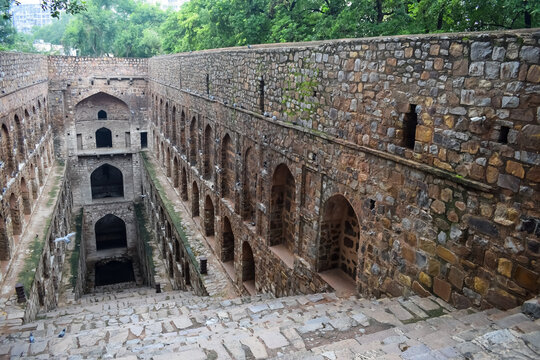 Agrasen Ki Baoli - Step Well situated in the middle of Connaught placed New Delhi India, Old Ancient archaeology Construction