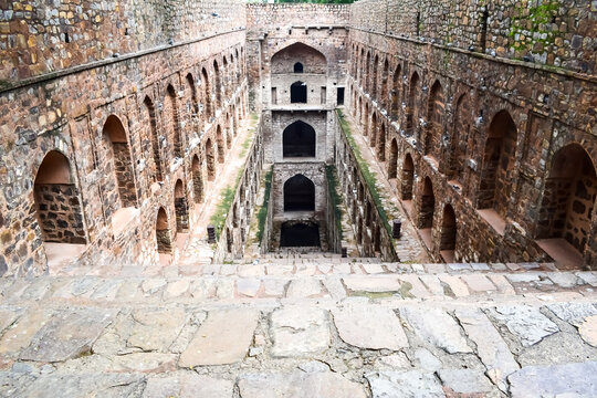 Agrasen Ki Baoli - Step Well situated in the middle of Connaught placed New Delhi India, Old Ancient archaeology Construction