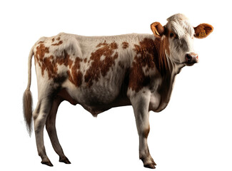 Young Heifer Cow in Interior Lighting with Transparent Background, AI Generative