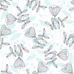 Seamless pattern with abstract flowers. Vector illustration. Floral background. Perfect for design templates, wallpaper, wrapping, fabric and textile.