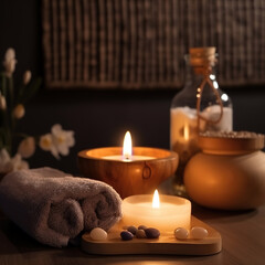spa setting with candles  , generation ai