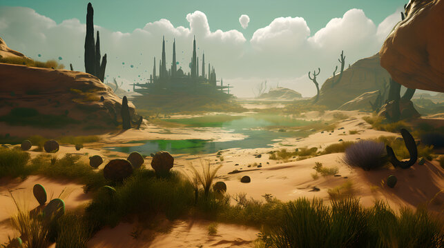alien planet landscape Generative AI
