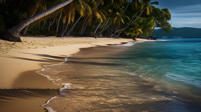 beach with palm trees Generative AI