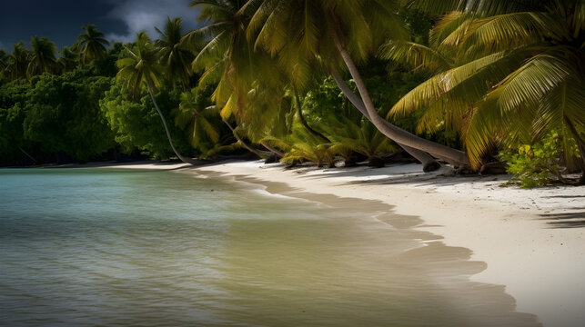 beach with palm trees Generative AI