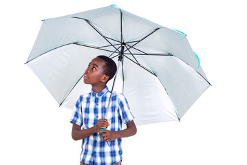 portrait of a young boy with umbrella.