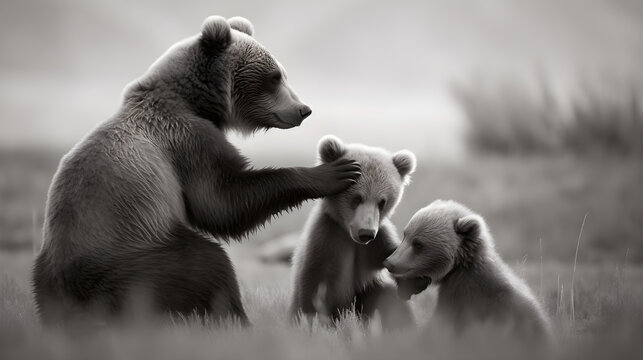 brown bear cubs Generative AI