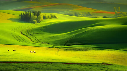 Obraz premium landscape with field and sky Generative AI