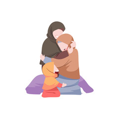 A woman and a child are hugging each other during Eid al fitr