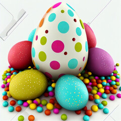 easter eggs on a plate generative ai